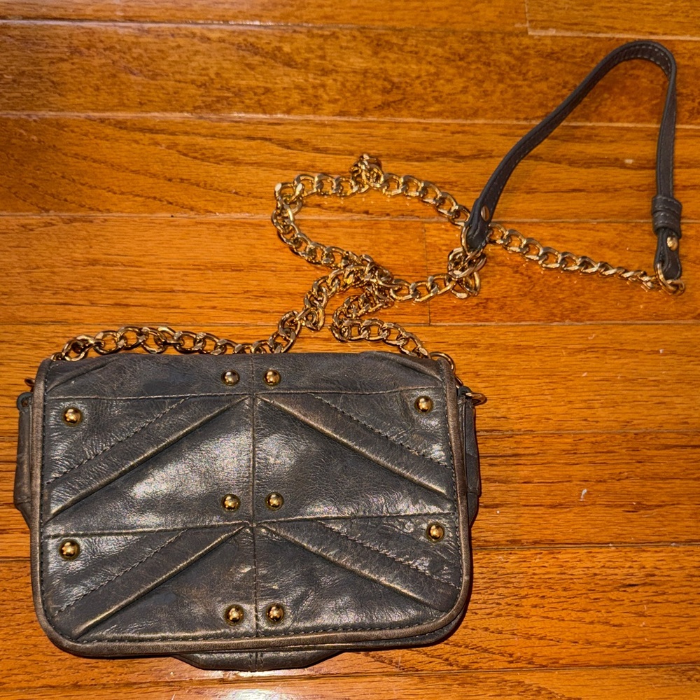 Badgley Mischka Black Crossbody Bag with Gold Chain Strap